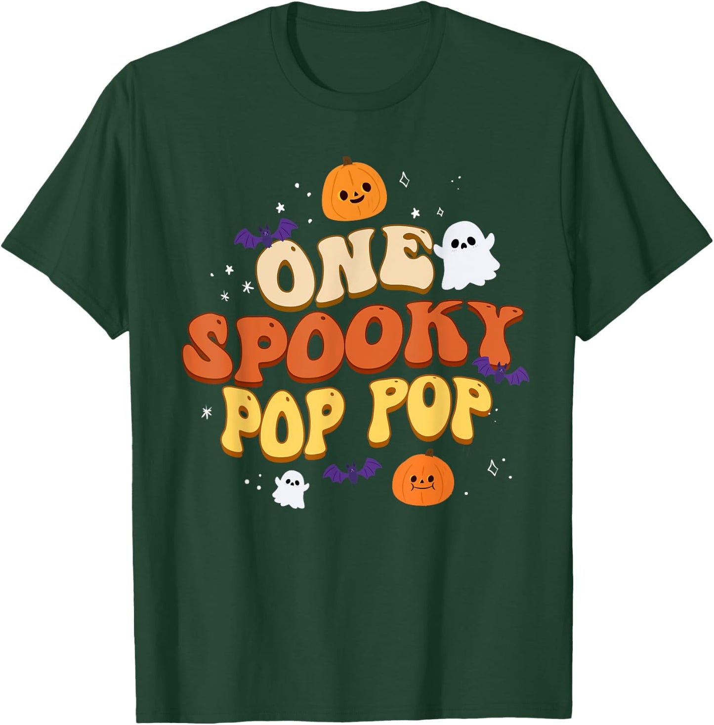 One Spooky Pop Pop Boo Halloween Cute Family Matching Group T-Shirt - T-Shirt | Forest