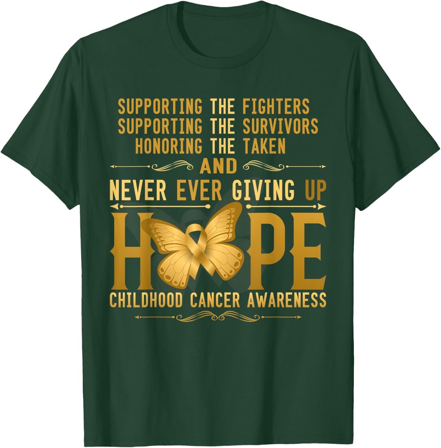 Never giving up Hope childhood cancer awareness T-Shirt - T-Shirt | Forest