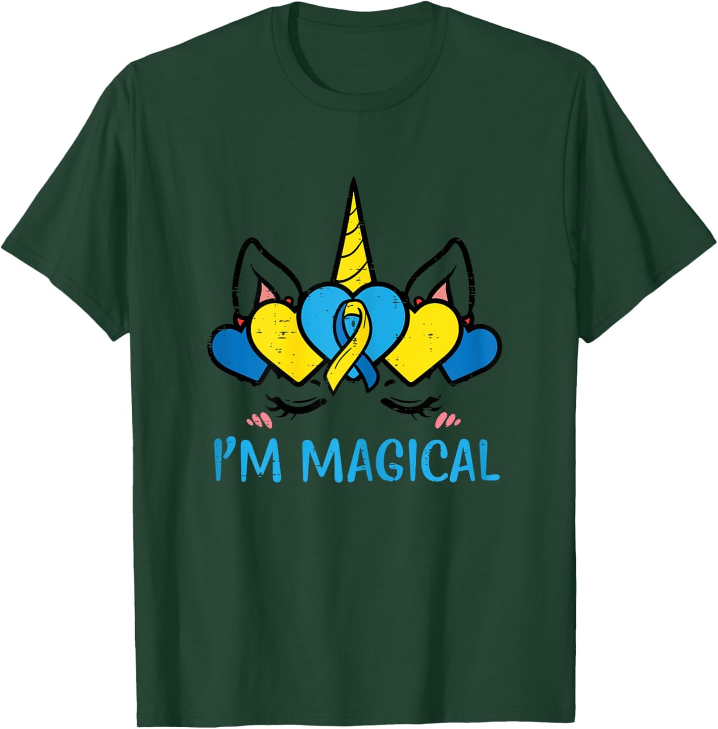 Down Syndrome Unicorn Head Magical Awareness Toddler Girls T-Shirt - T-Shirt | Forest