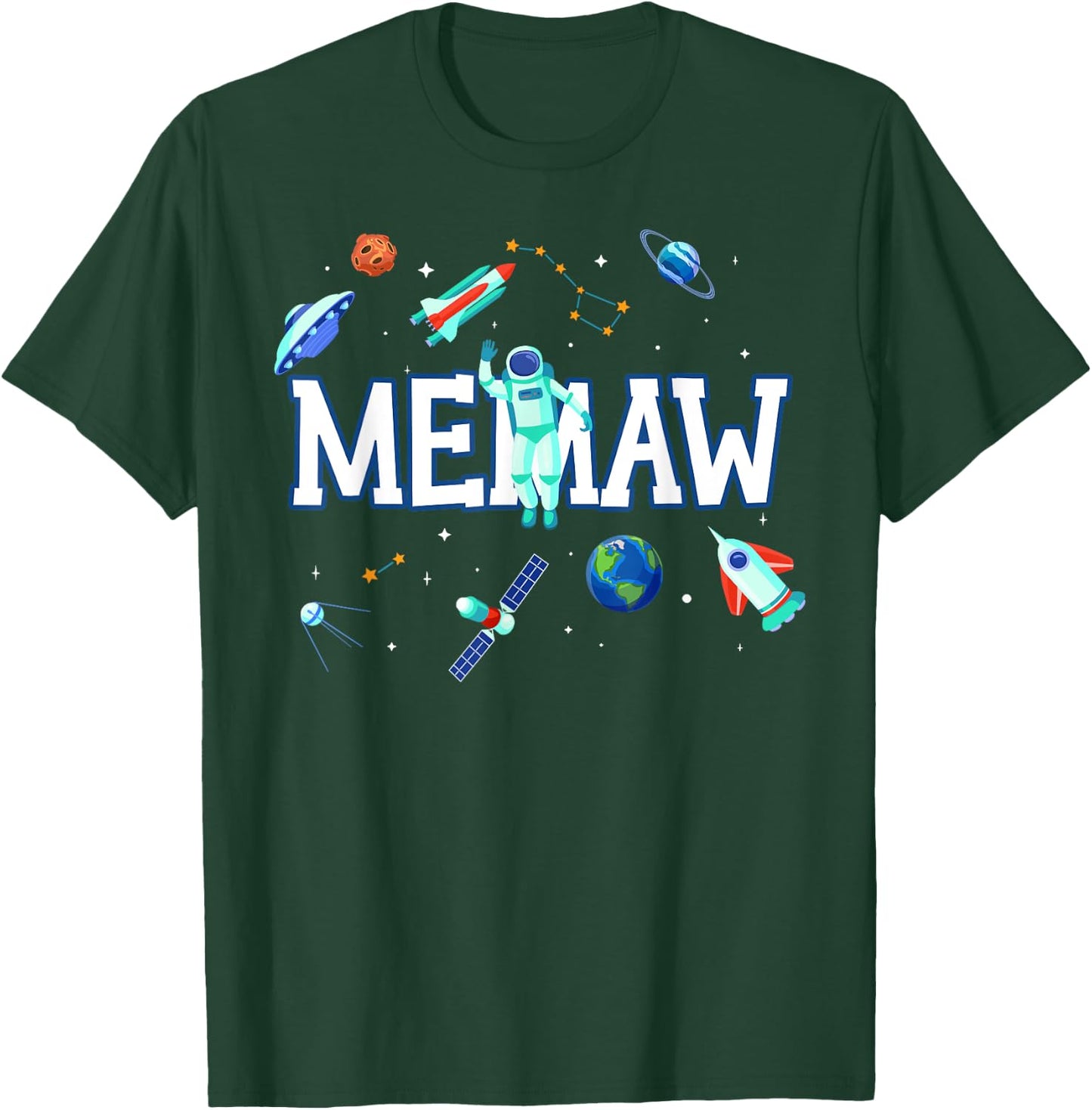Memaw Astronaut Space Family Matching Birthday Party T-Shirt - T-Shirt | Forest