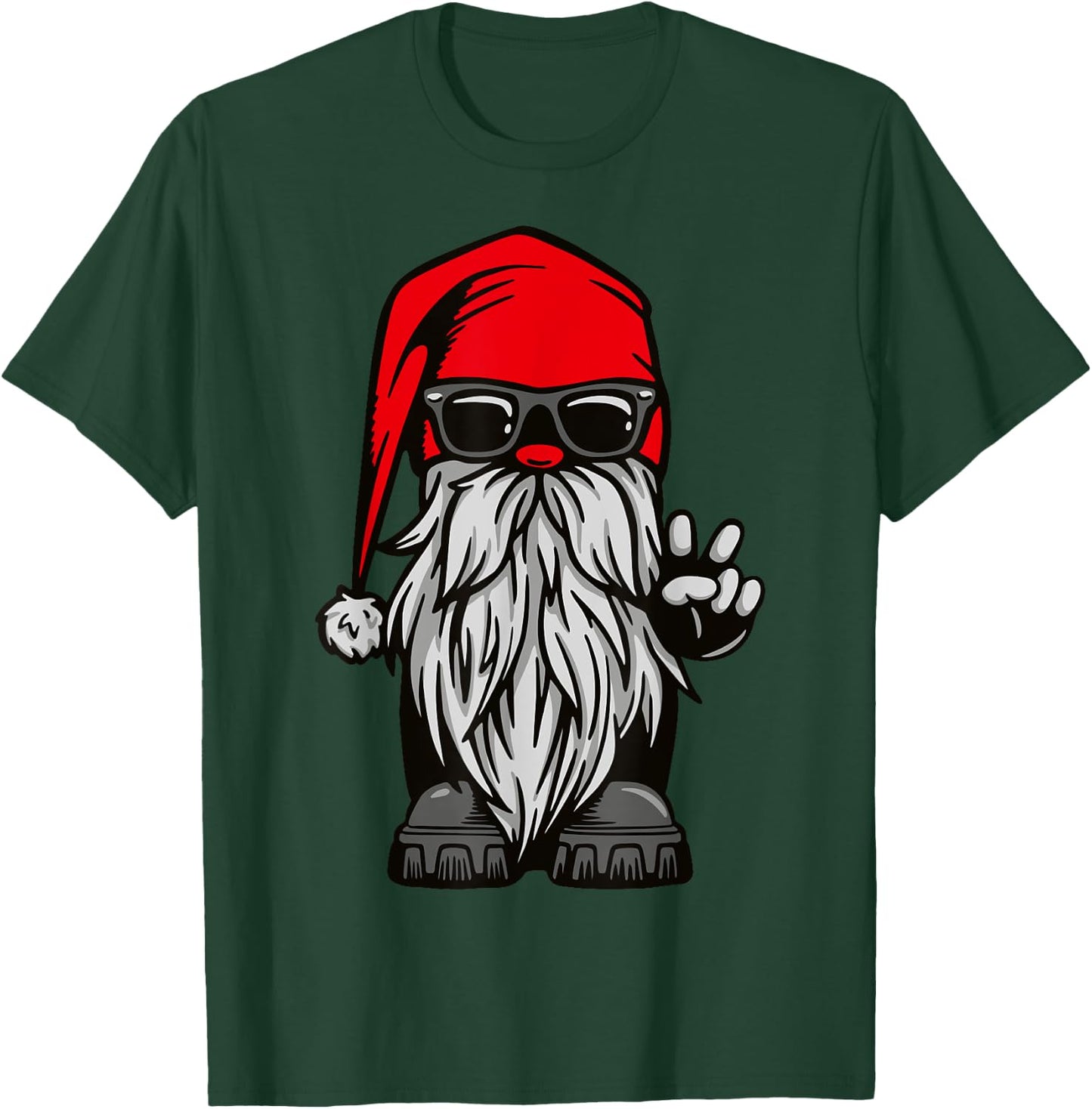Motorcycle Gnome Biker Christmas Garden Gnome Xmas T-Shirt - T-Shirt | Forest