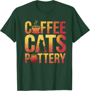 Coffee Cats Pottery Funny Pottery T-Shirt - T-Shirt | Forest