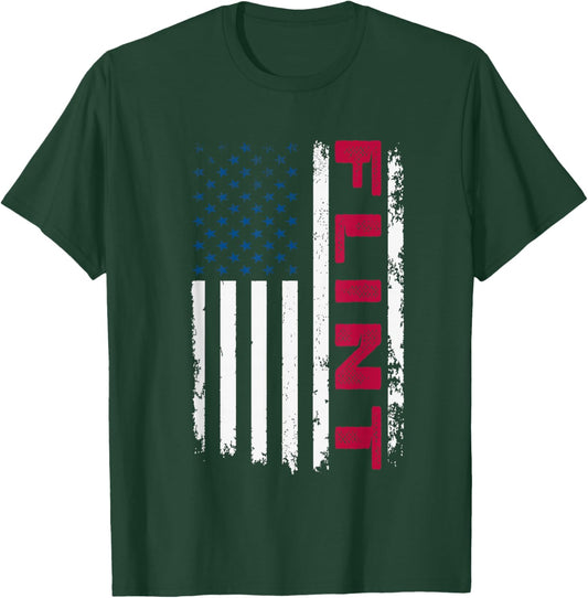 Flint USA Flag Lover Patriotic American Flint T-Shirt - T-Shirt | Forest