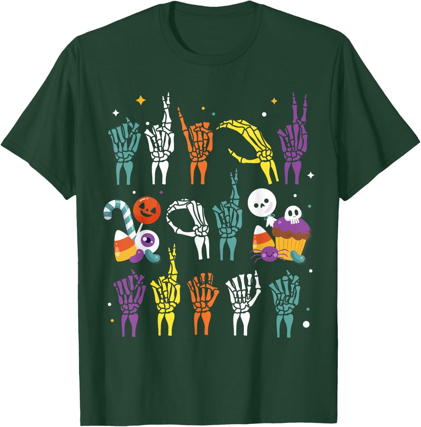 Trick or Treat ASL Hands American Sign Language Halloween T-Shirt - T-Shirt | Forest
