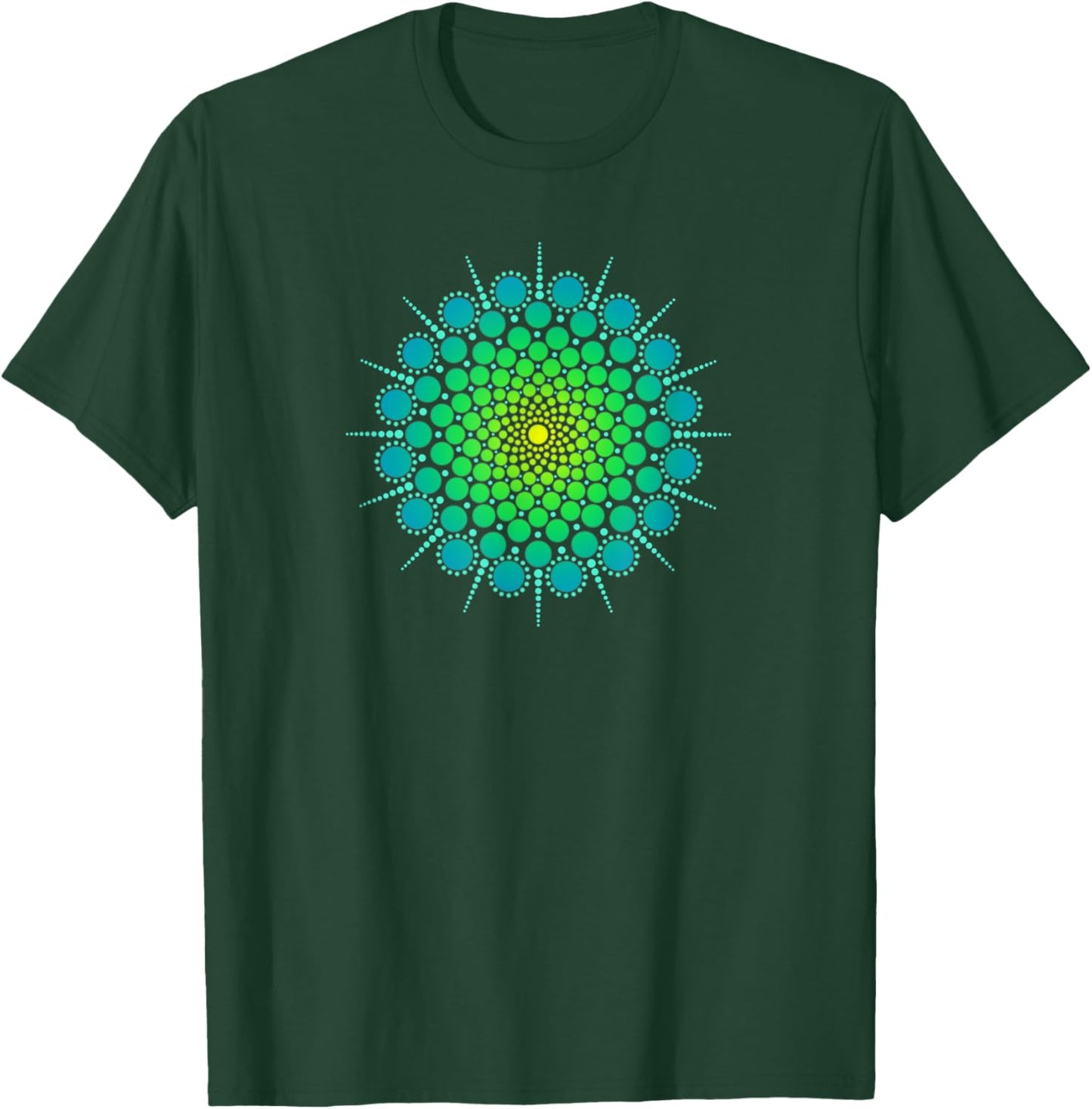 Zen Yoga Meditation Mehndi Dot Mandala Turquoise Blue Green T-Shirt - T-Shirt | Forest