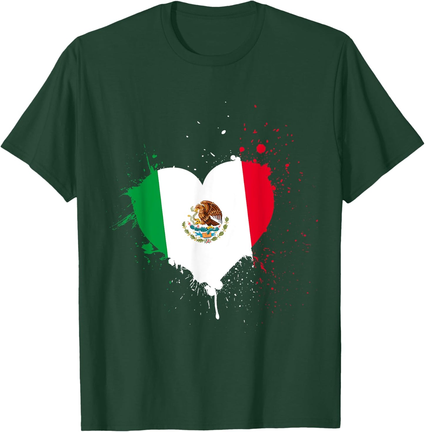 Mexican Flag Heart Viva Mexico T-Shirt - T-Shirt | Forest