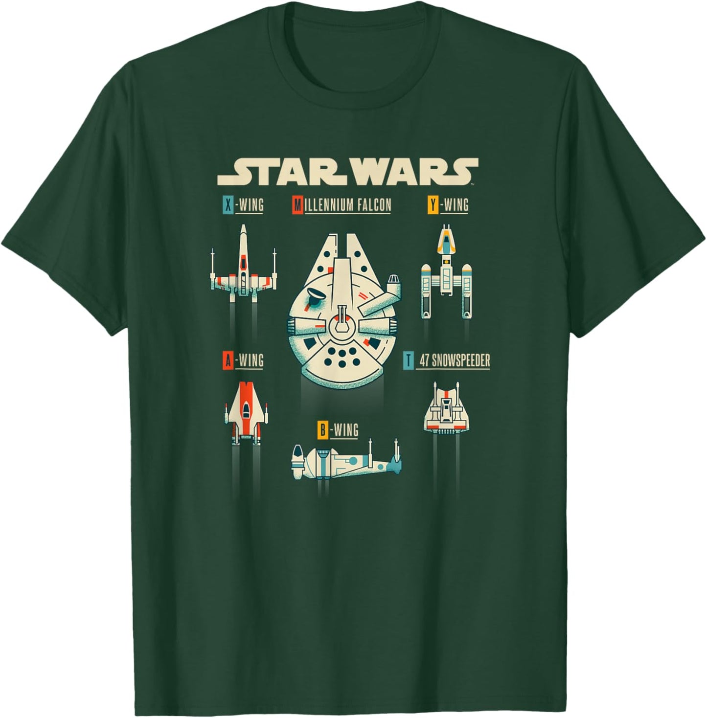 Star Wars Classic Rebel Alliance Spacecraft Fleet Group Shot T-Shirt - T-Shirt | Forest