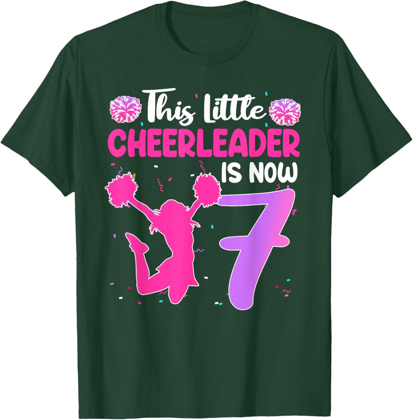 This Little Cheerleader Is Now 7 Year Old Birthday Party T-Shirt - T-Shirt | Forest