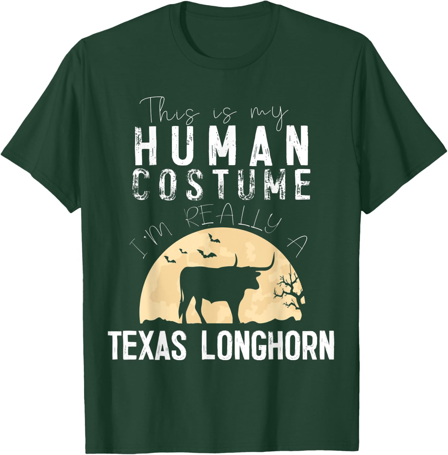 Halloween Human Costume Texas Longhorn Creepy Horror T-Shirt - T-Shirt | Forest