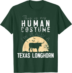 Halloween Human Costume Texas Longhorn Creepy Horror T-Shirt - T-Shirt | Forest