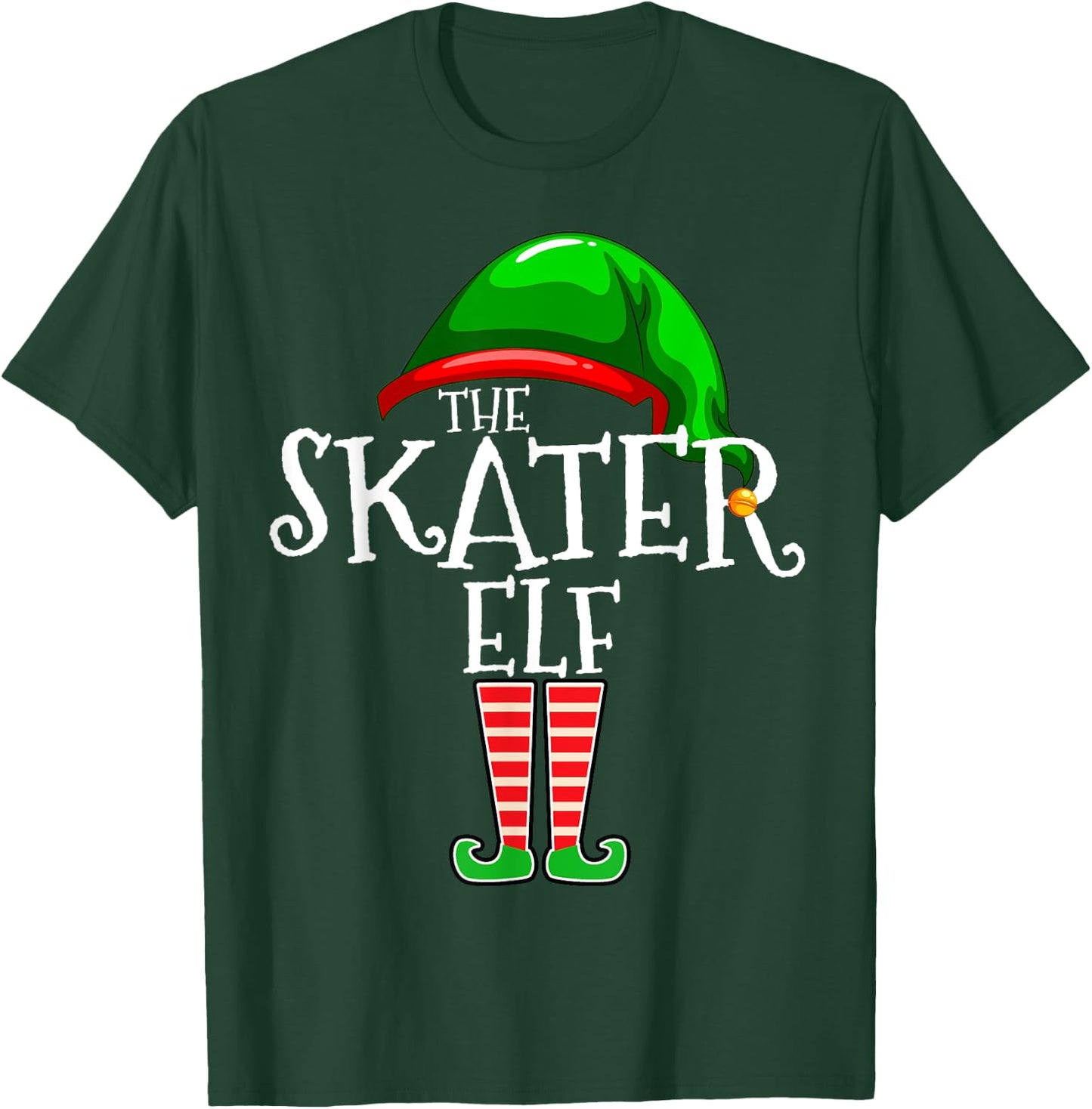 Skater Elf Group Matching Family Christmas Gift Skateboard T-Shirt - T-Shirt | Forest