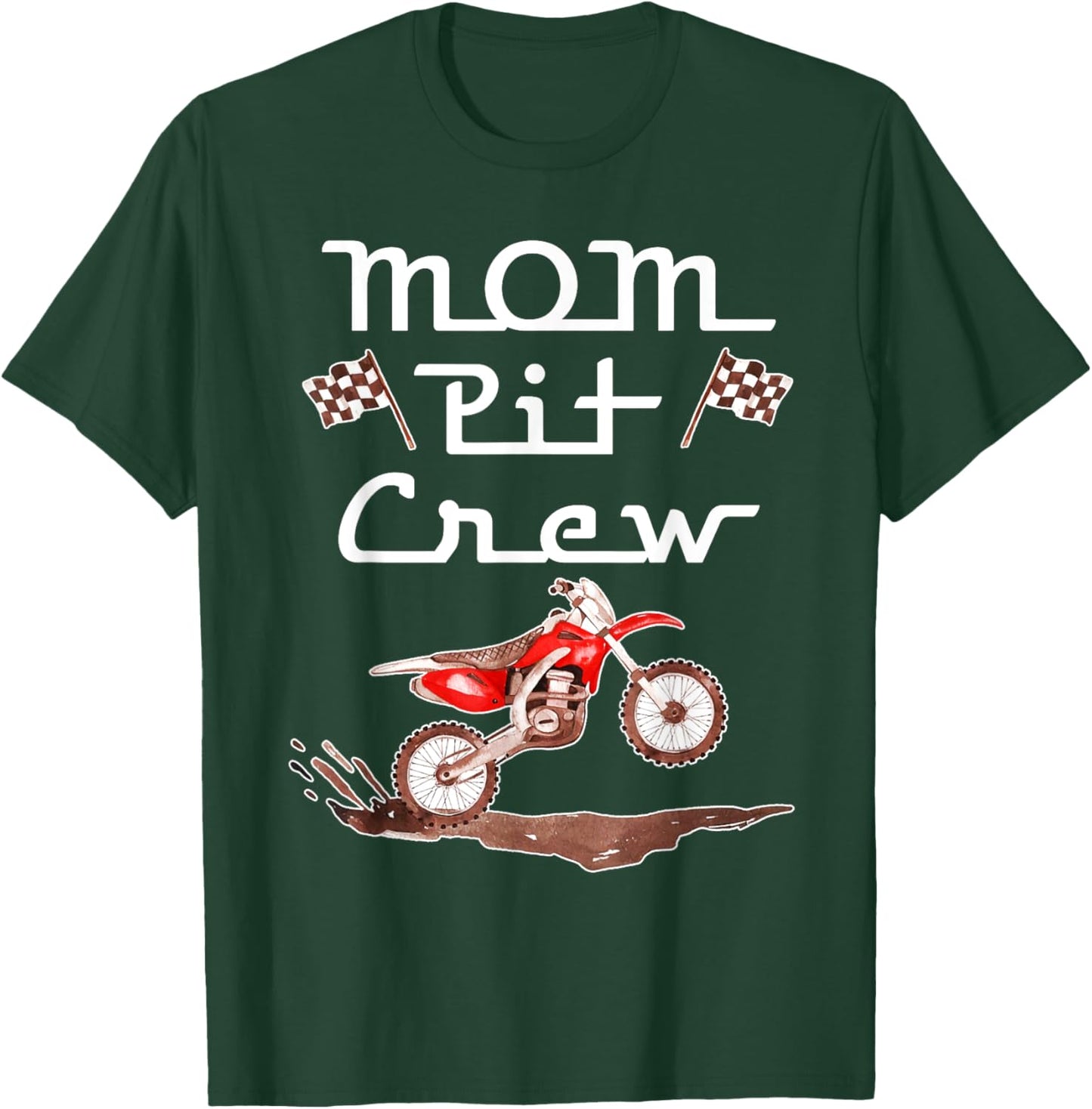 Dirt Bike Birthday Party Racing Family Mom Pit Crew T-Shirt - T-Shirt | Forest