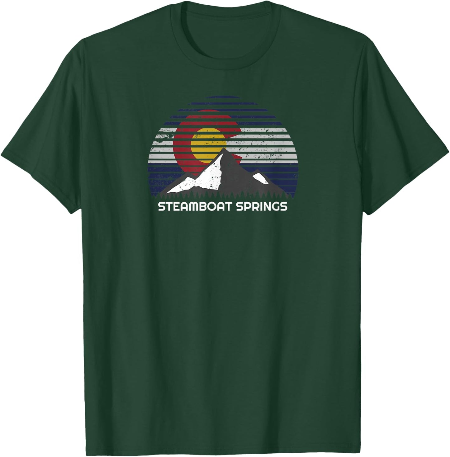Steamboat Springs, Colorado x CO Flag Mtn Top T-Shirt - T-Shirt | Forest