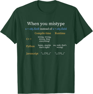 Funny Python Code Joke Computer Science IT Programmer Gift T-Shirt - T-Shirt | Forest