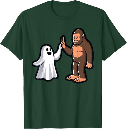 Bigfoot and Ghost High-Five Halloween Toddler Boys Costume T-Shirt - T-Shirt | Forest