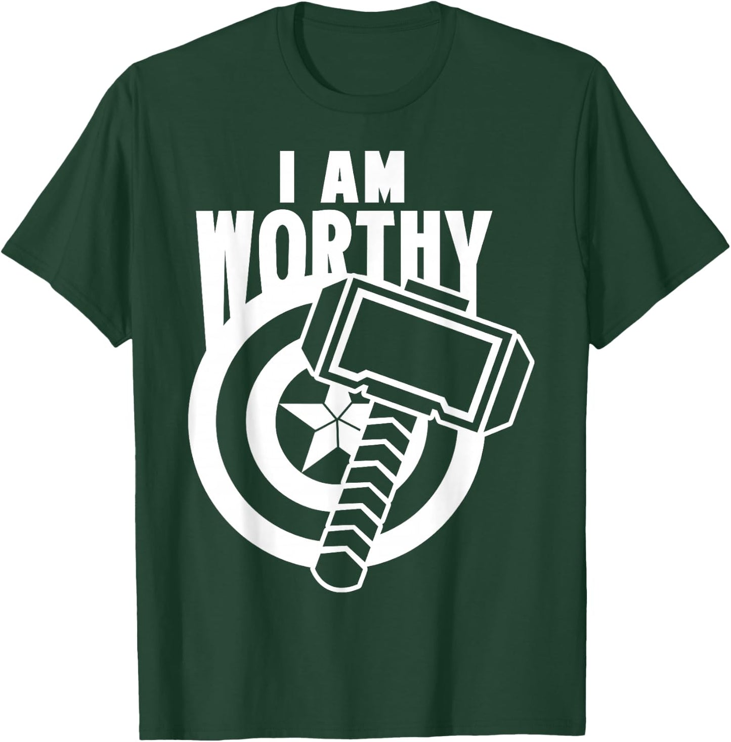Avengers Endgame Captain America I Am Worthy Mjolnir Shield T-Shirt - T-Shirt | Forest