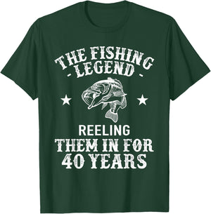 40th birthday Fisherman Fishing Legend T-Shirt - T-Shirt | Forest