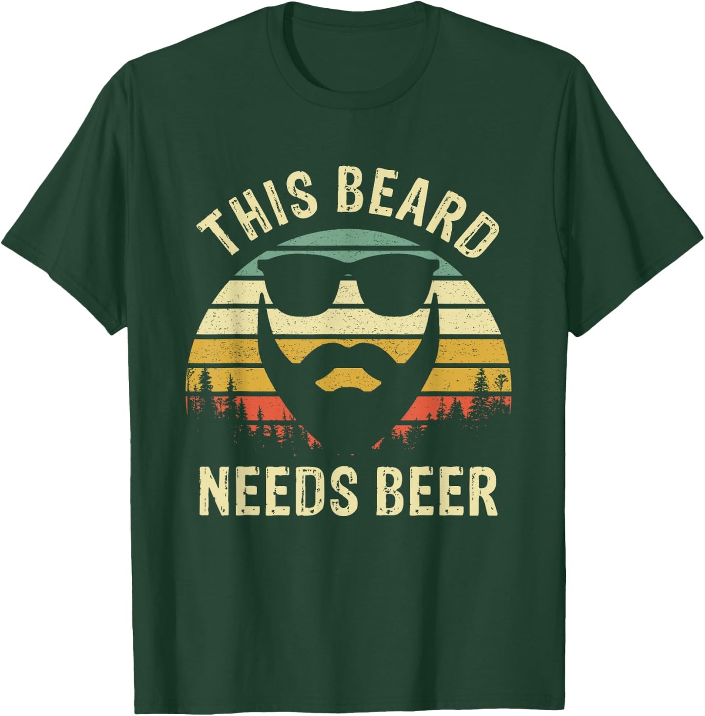 Vintage Dad Husband This Beard Needs Beer Fathers Day Gift T-Shirt - T-Shirt | Forest
