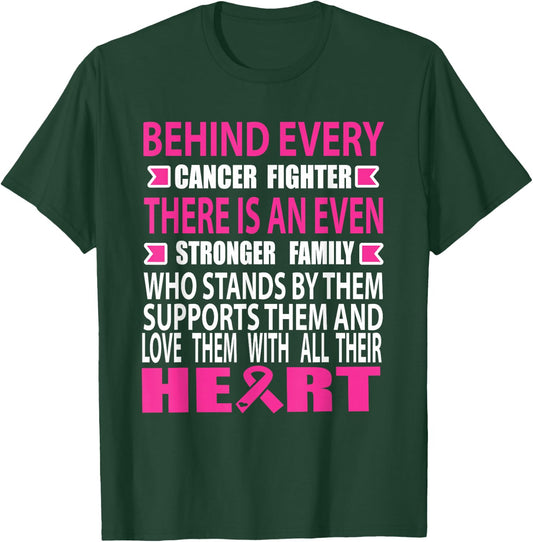 Fighter and strong family Breast cancer awareness cancer T-Shirt - T-Shirt | Forest