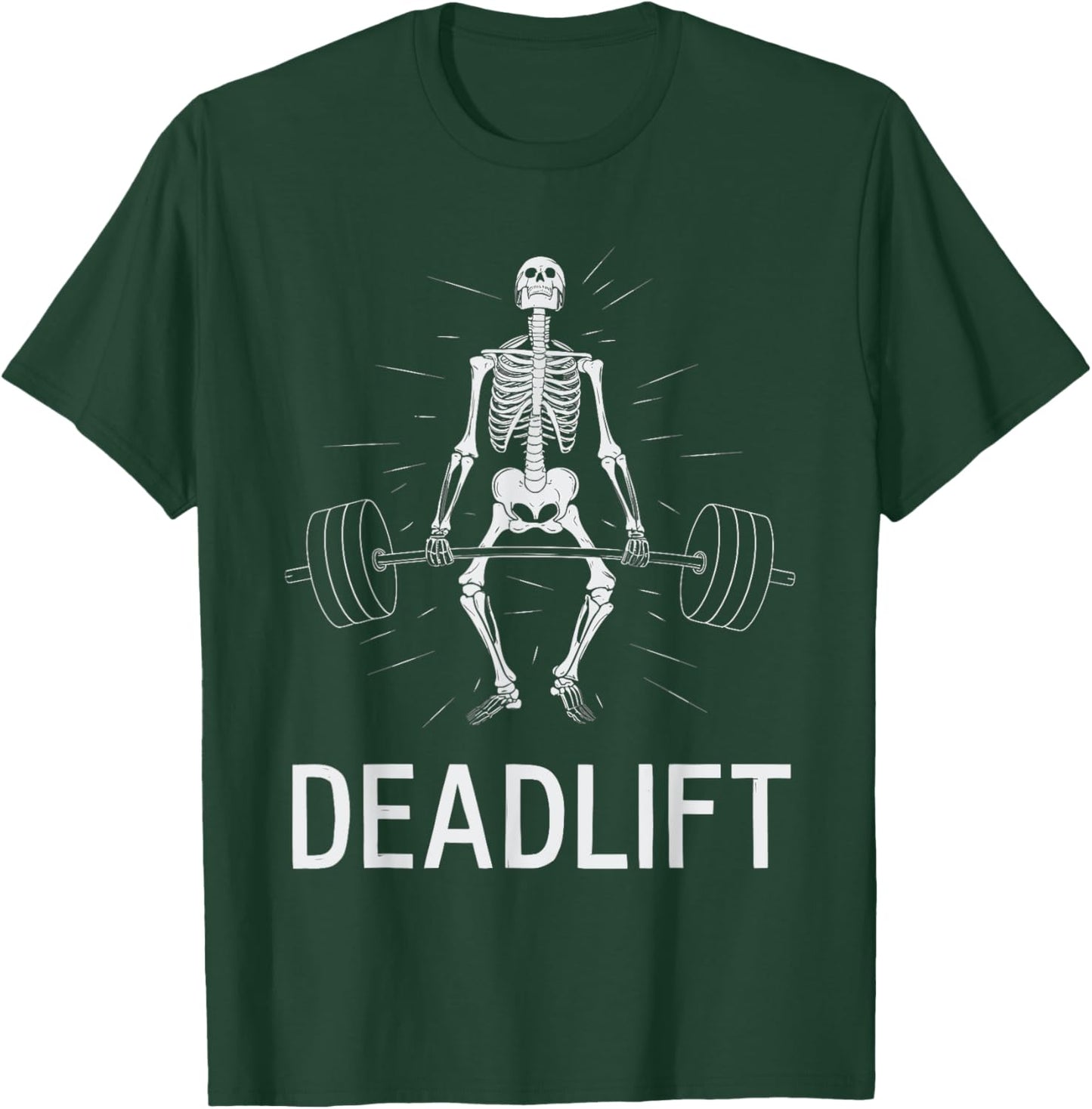 Skeleton Deadlift Spooky Weightlifting Workout T-Shirt - T-Shirt | Forest