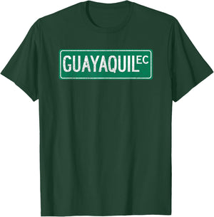 Retro Guayaquil, Ecuador Street Sign T-Shirt - T-Shirt | Forest