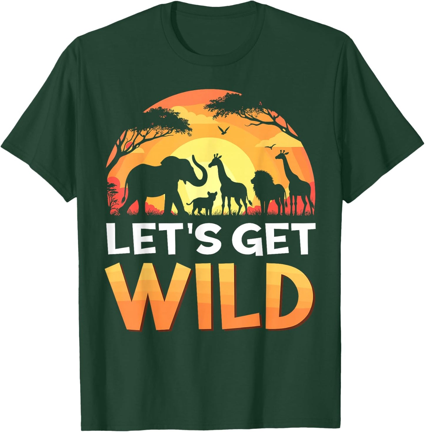 Let's Get Wild Zoo Animals Sunset Wildlife Matching Safari T-Shirt - T-Shirt | Forest