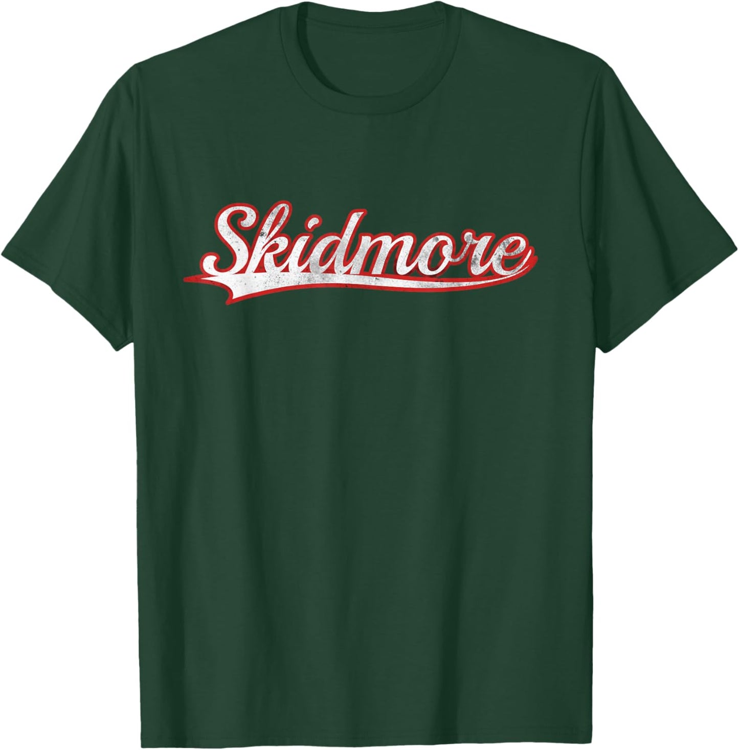 Skidmore New York Vintage Varsity Distressed Throwback T-Shirt - T-Shirt | Forest
