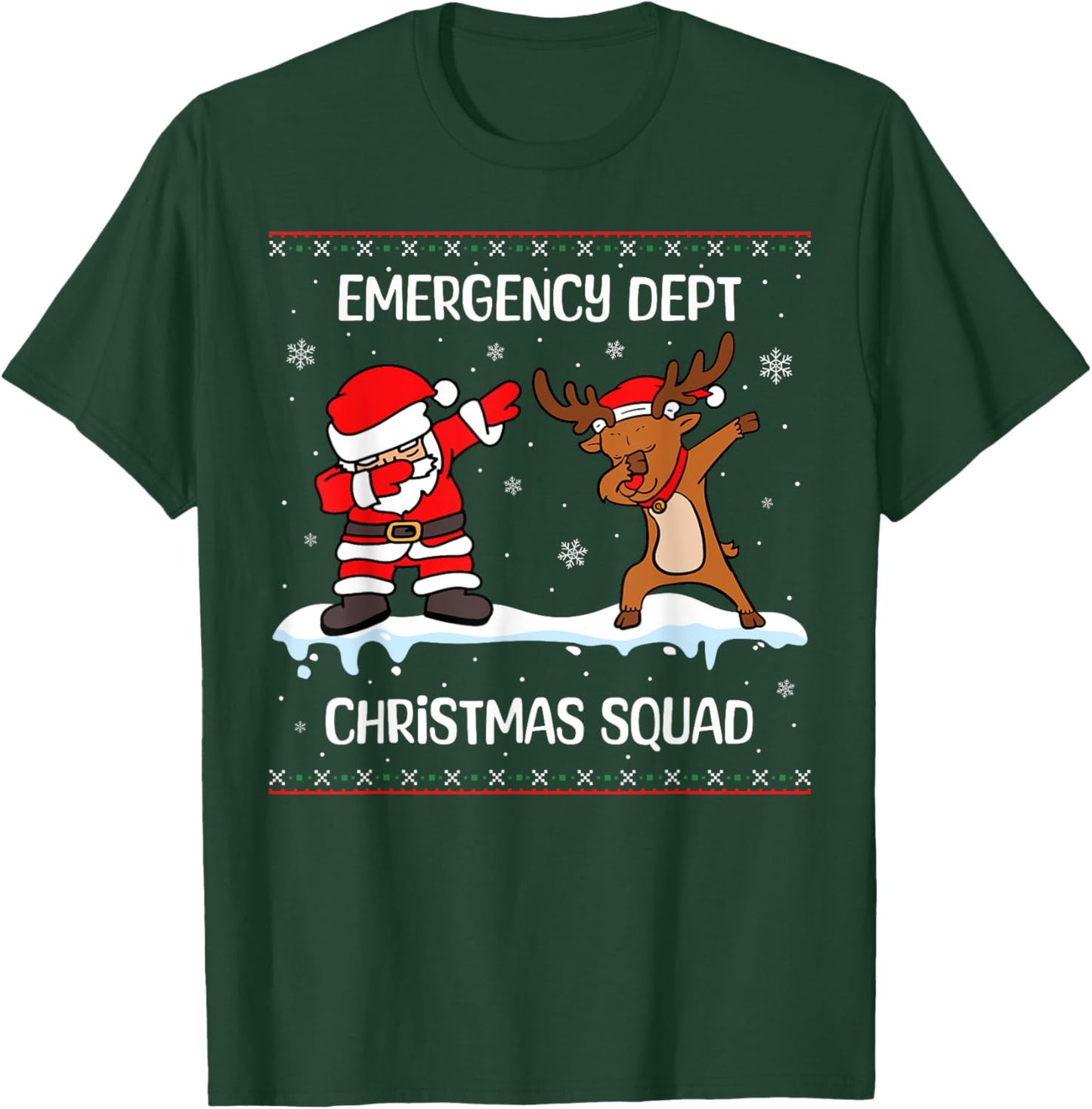 Emergency Christmas Squad Dabbing Santa Reindeer ER Nurse T-Shirt - T-Shirt | Forest