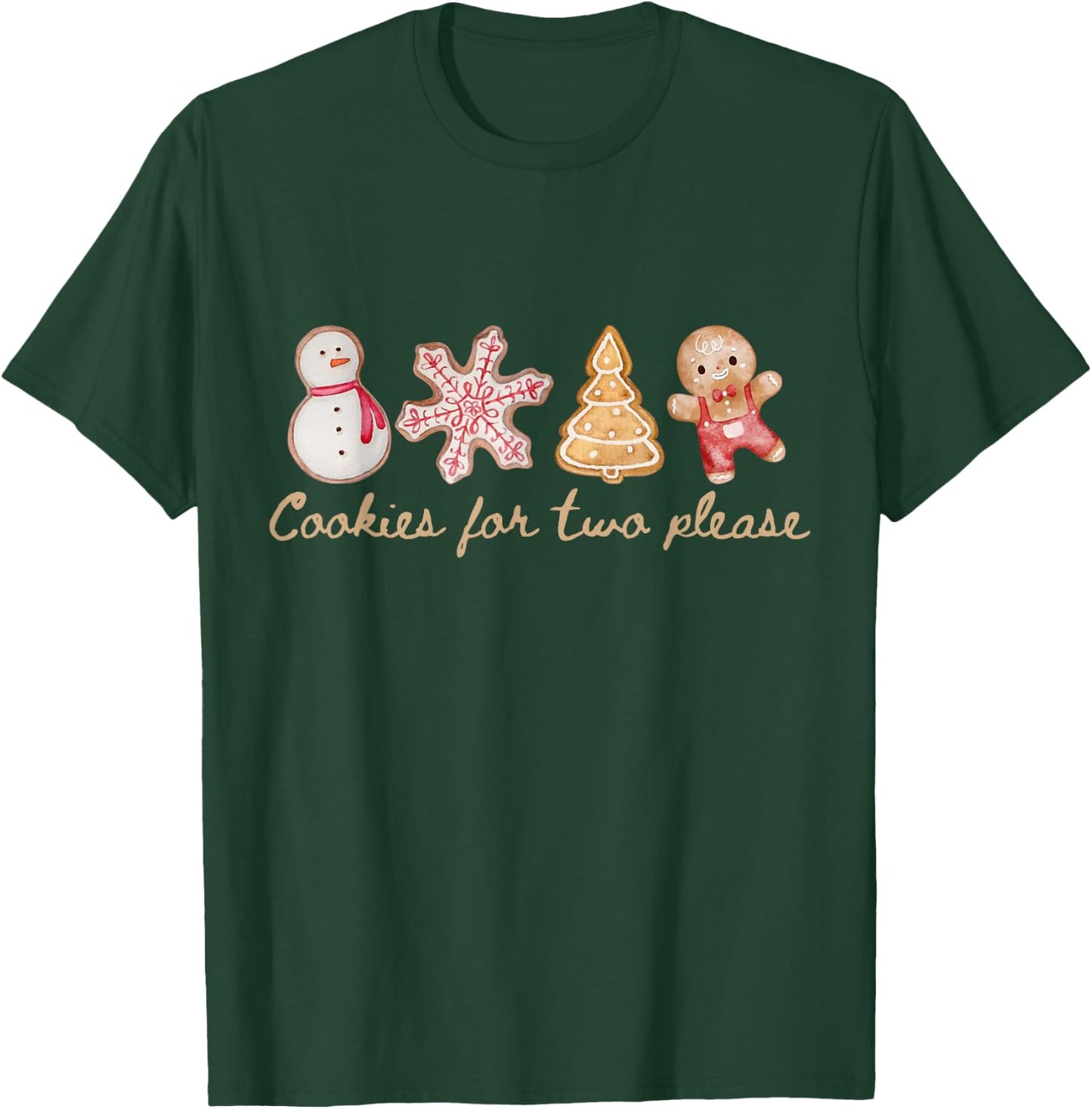 Funny Vintage Cookies For Two Please Pregnancy Mom Christmas T-Shirt - T-Shirt | Forest