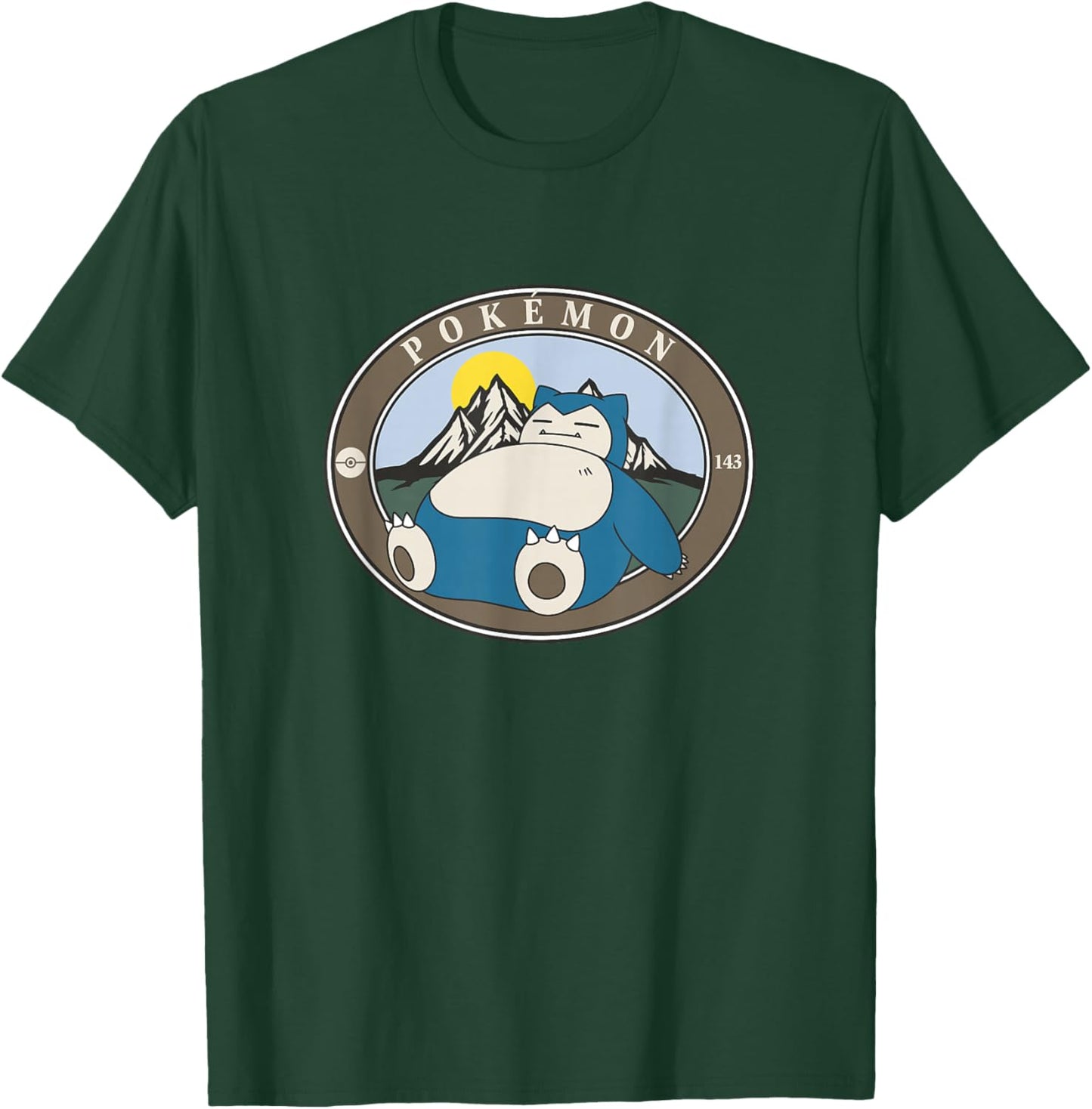 Pokémon 143 Snorlax Sleepy Outdoor Adventures Park Badge T-Shirt - T-Shirt | Forest