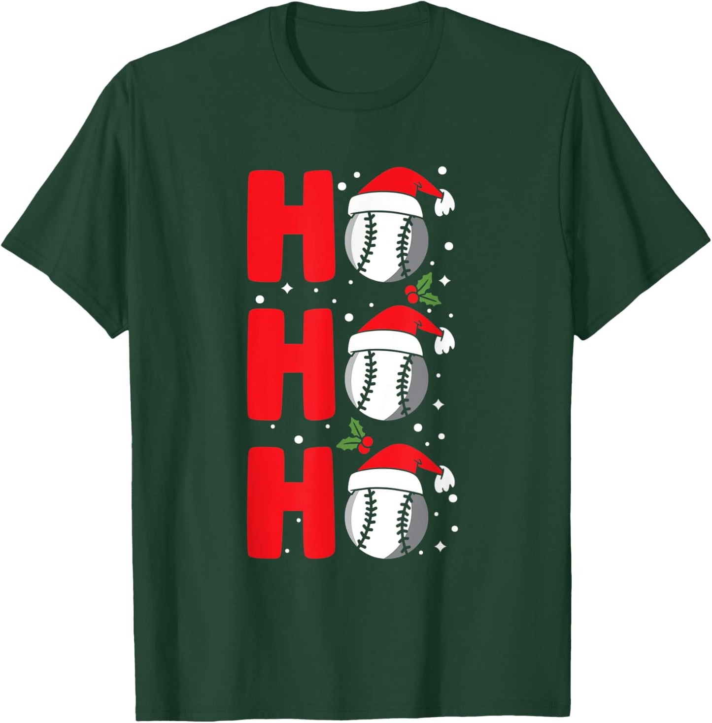 Christmas Ho-Ho-Ho Santa Reindeer Baseball Pajama T-Shirt - T-Shirt | Forest