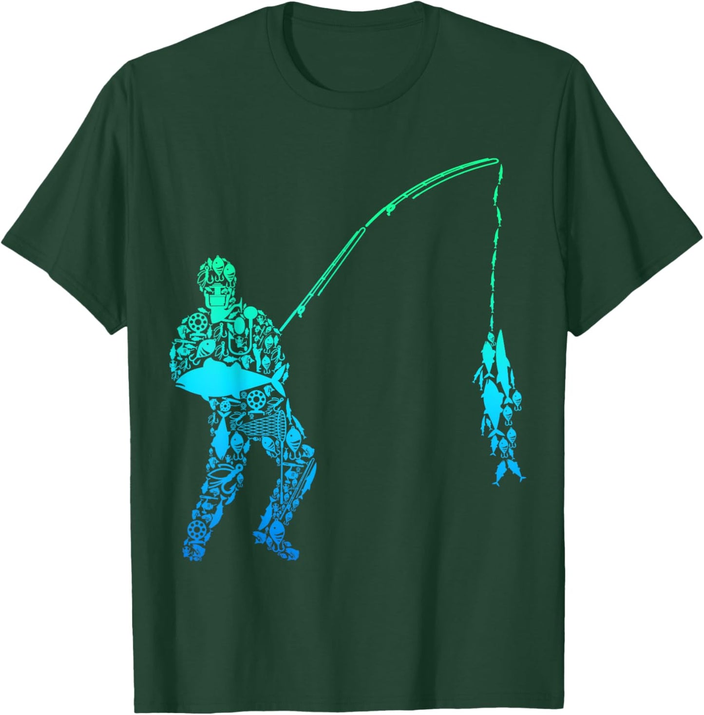 Cool Fisherman Apparel & Gift Ideas Fishing Fish Men Boys Black Small T-Shirt - T-Shirt | Forest