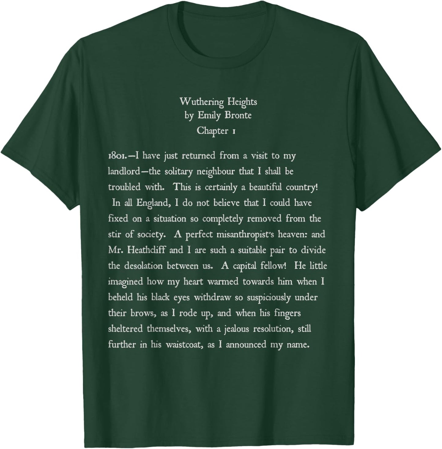 Emily Bronte Wuthering Heights Vintage Text Gift T-Shirt - T-Shirt | Forest
