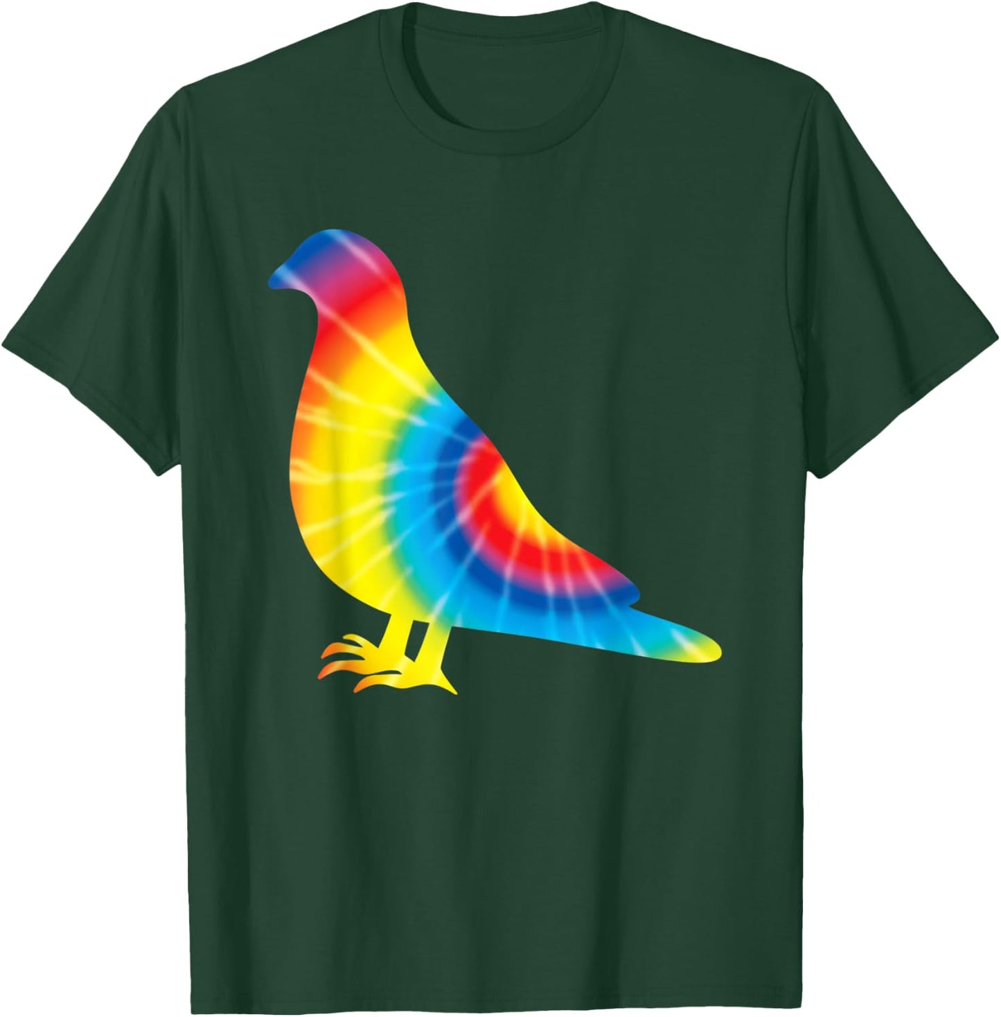 Tie Dye Pigeon Rainbow Print Bandtail Bird Hippie Peace Gift T-Shirt - T-Shirt | Forest