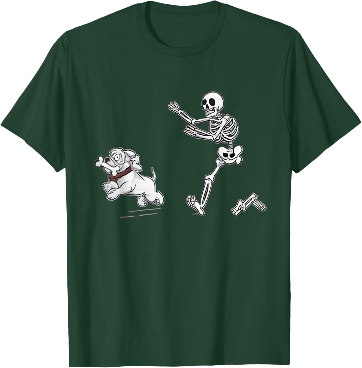 Halloween Dog, Funny Skeleton, Skeleton Chasing Dog T-Shirt - T-Shirt | Forest