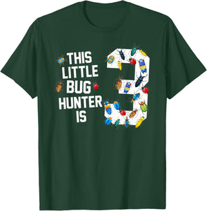 This Little Bug Hunter Is 3 Ladybug 3rd Birthday Boy Girl T-Shirt - T-Shirt | Forest