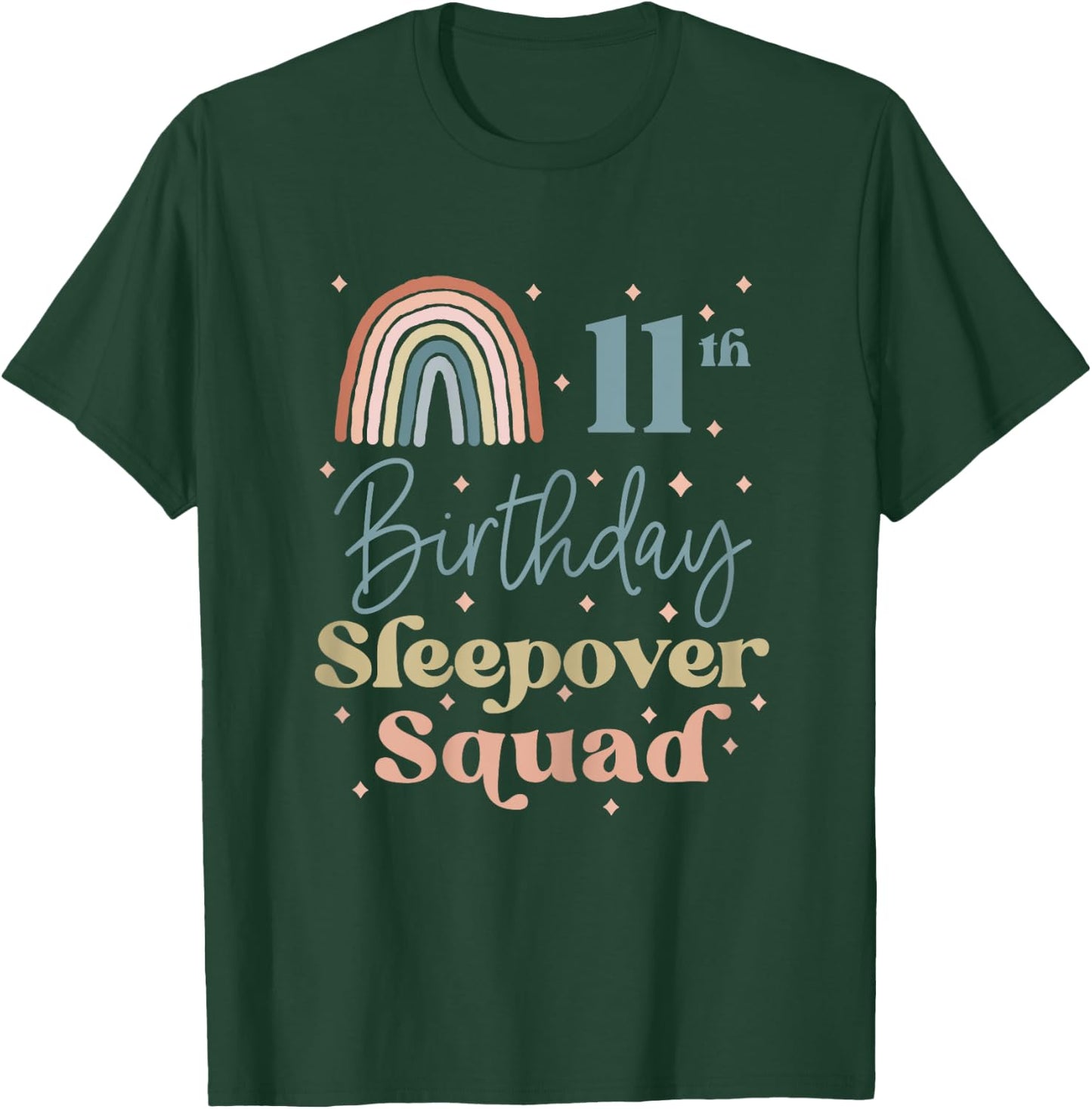 11th Birthday Boho Rainbow Sleepover Squad Pajamas for Girls T-Shirt - T-Shirt | Forest