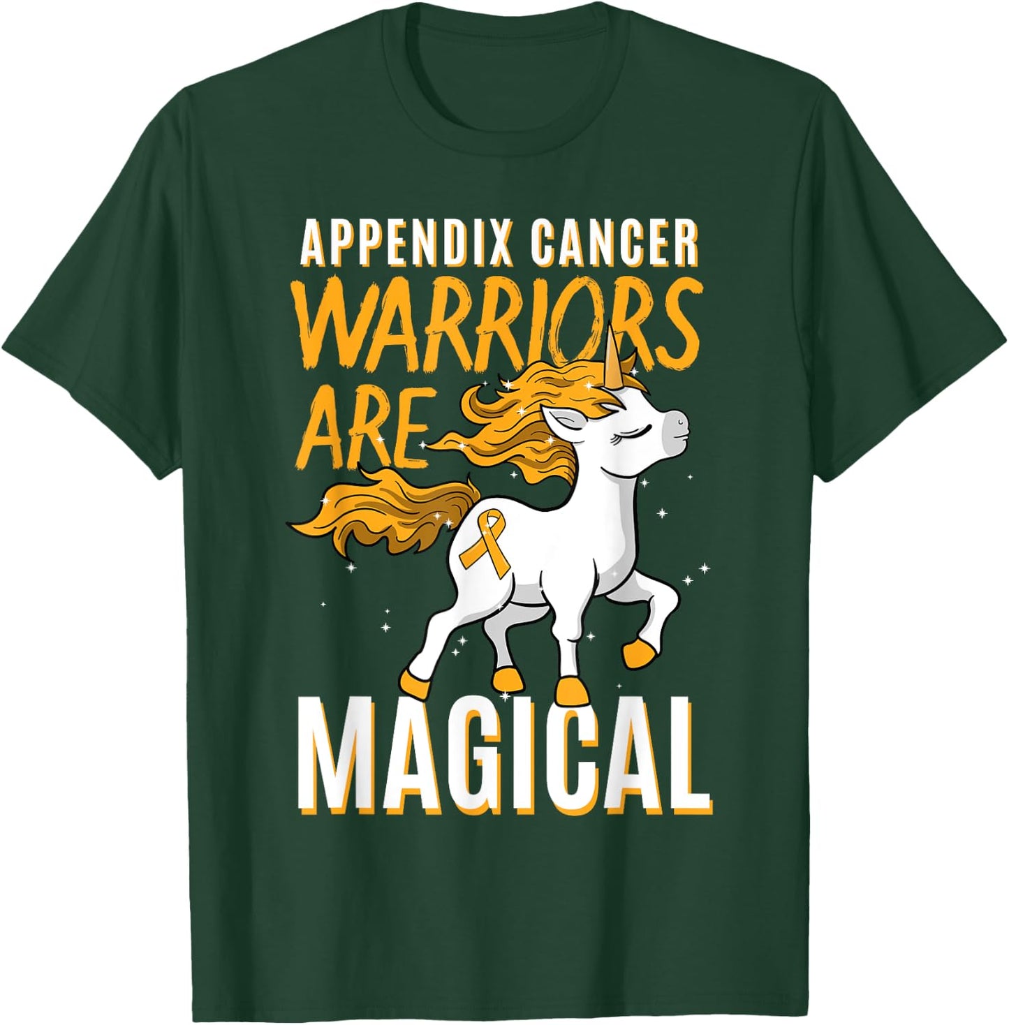 Appendix Cancer Awareness Supporter Fighter Unicorn Lover T-Shirt - T-Shirt | Forest