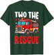 Two The Rescue Funny Firefighter 2nd Birthday Two Years Old T-Shirt - T-Shirt | Forest