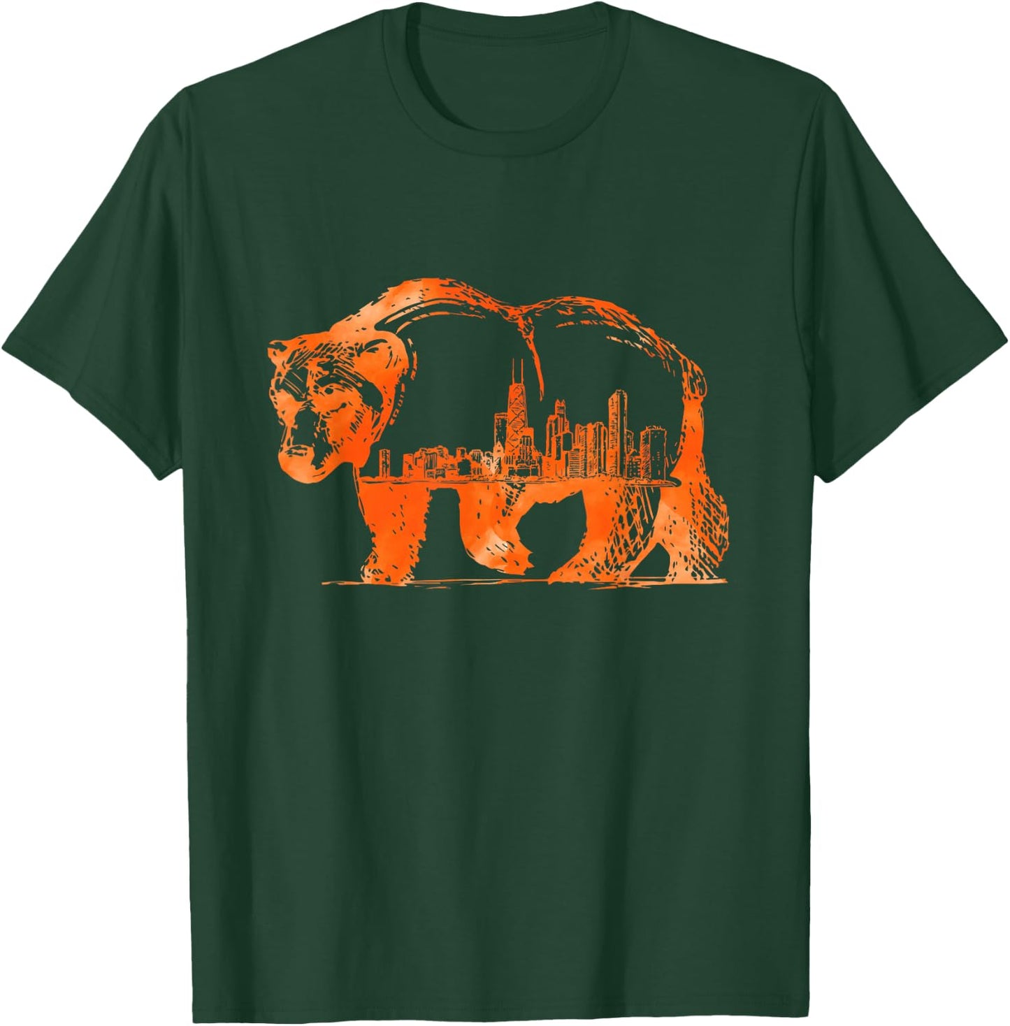 Chicago Downtown City Skyline Illinois Pride T-Shirt - T-Shirt | Forest