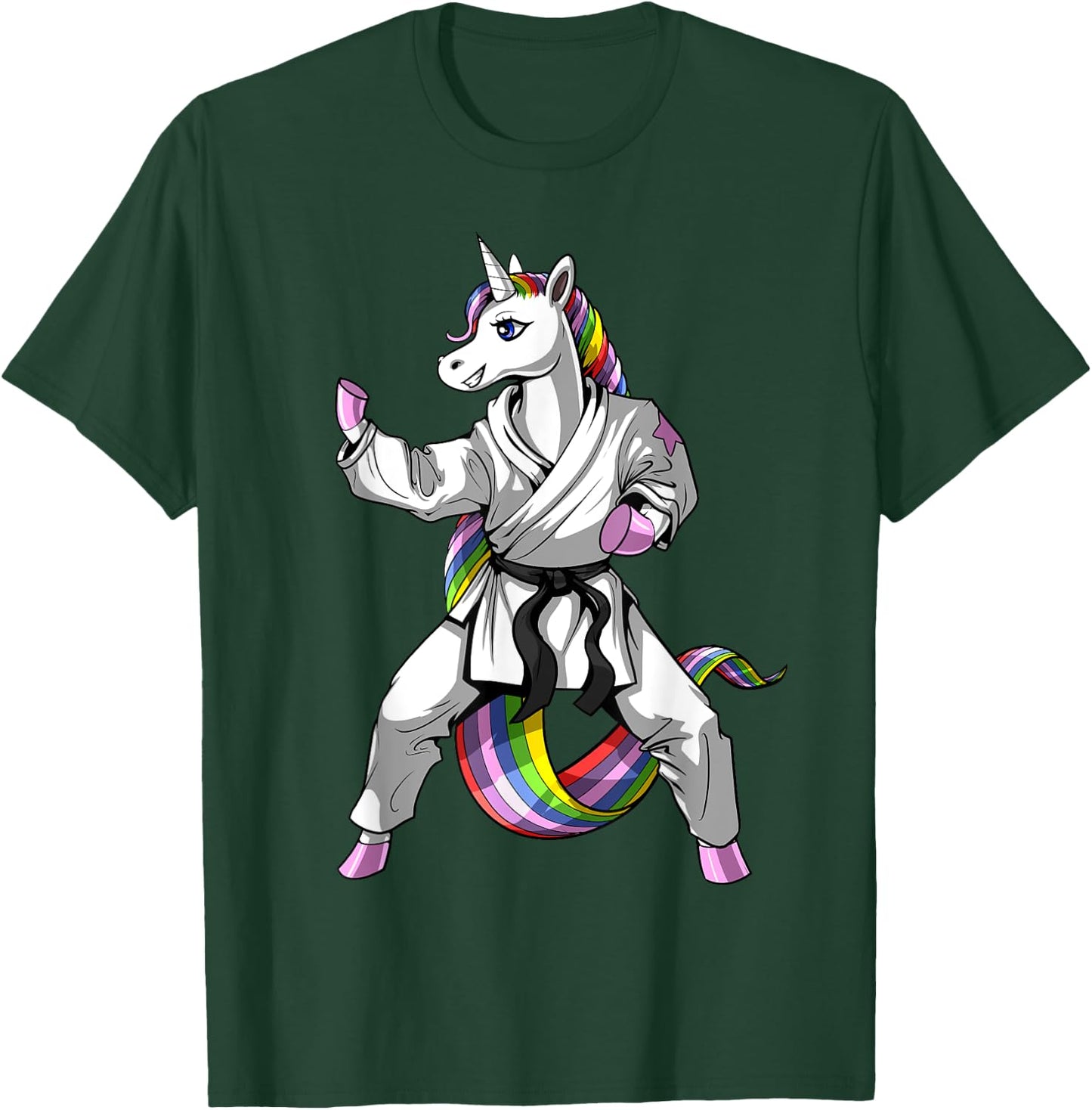 Unicorn Ninja Karate Martial Art Kickboxing Taekwondo Girls T-Shirt - T-Shirt | Forest