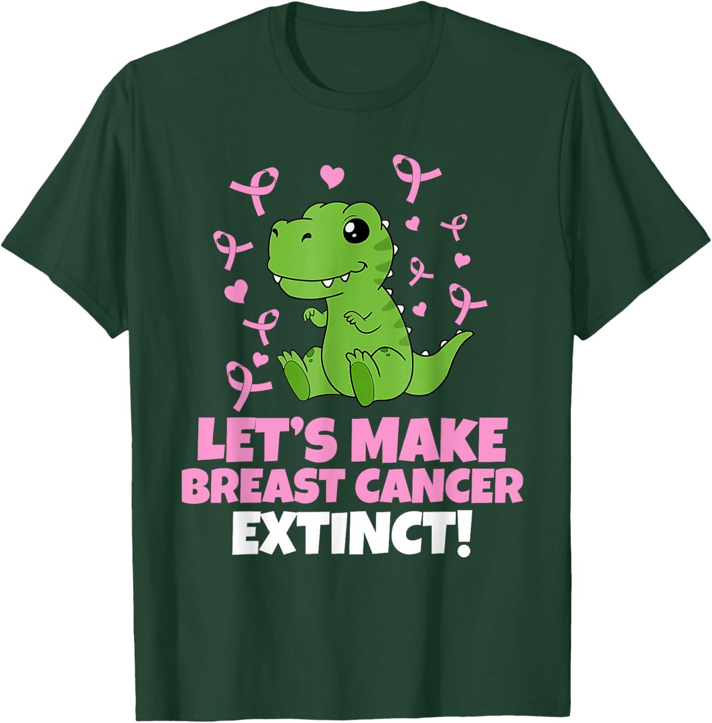Dino Pink Let's Make Breast Cancer Extinct Kids Toddler T-Shirt - T-Shirt | Forest