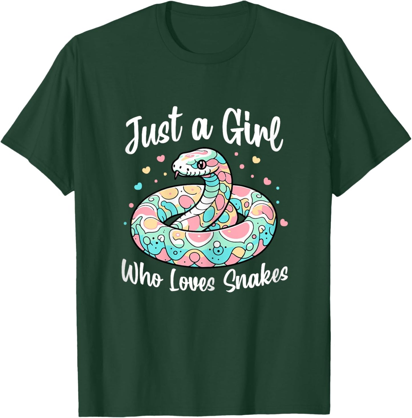Just A Girl Who Loves Snakes - Cute Snake Pastel Color Art T-Shirt - T-Shirt | Forest