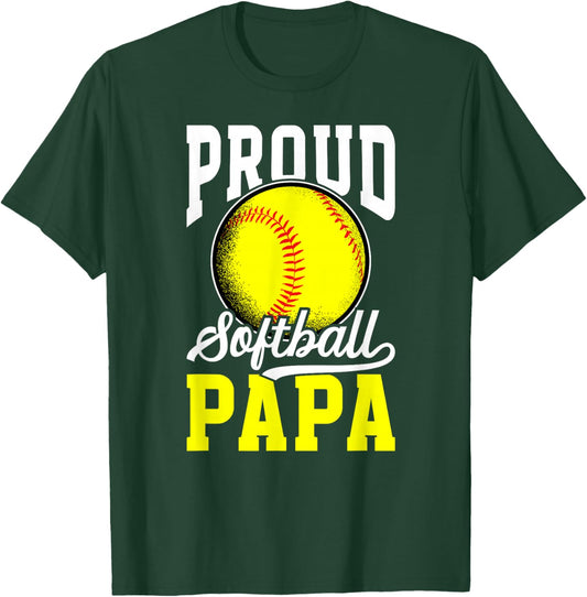 Proud Softball Papa Of A Softball Player Papa T-Shirt - T-Shirt | Forest
