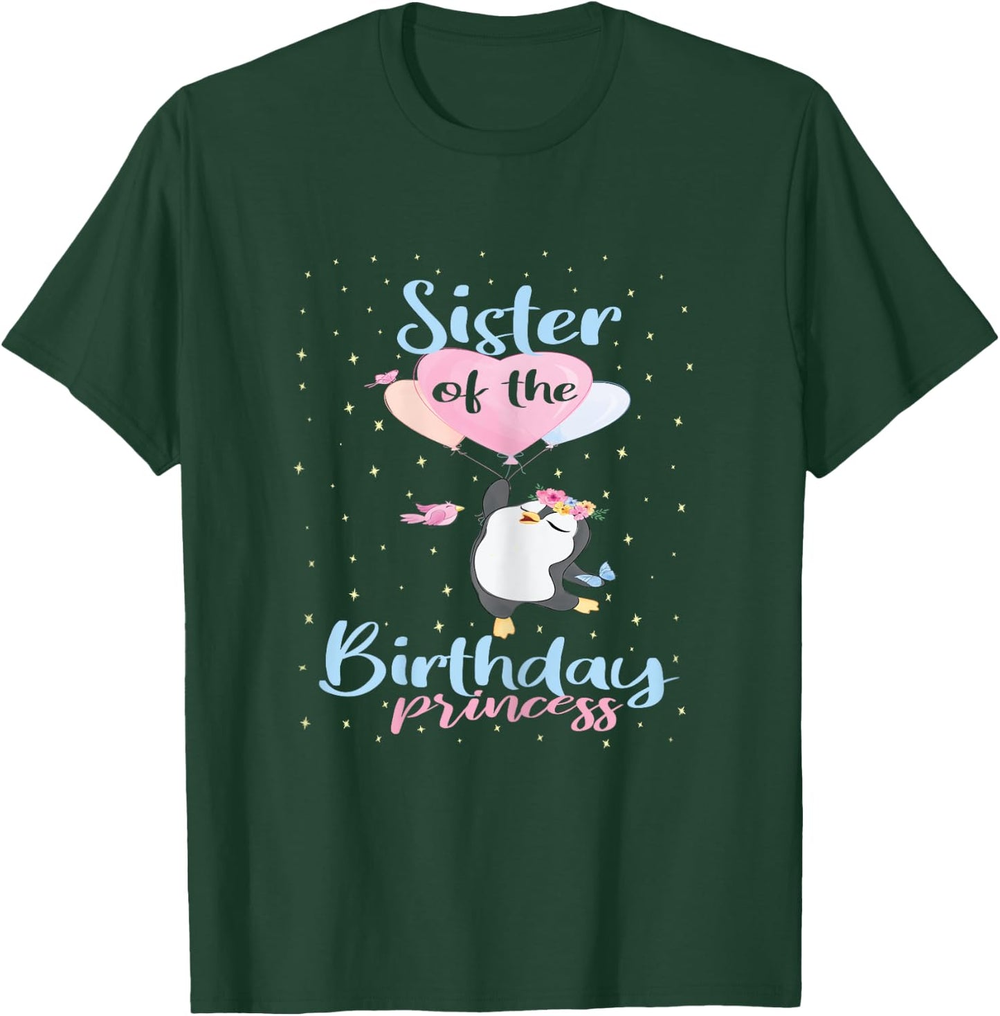 Sister Of The Birthday Princess Penguin Girls B-day Party T-Shirt - T-Shirt | Forest