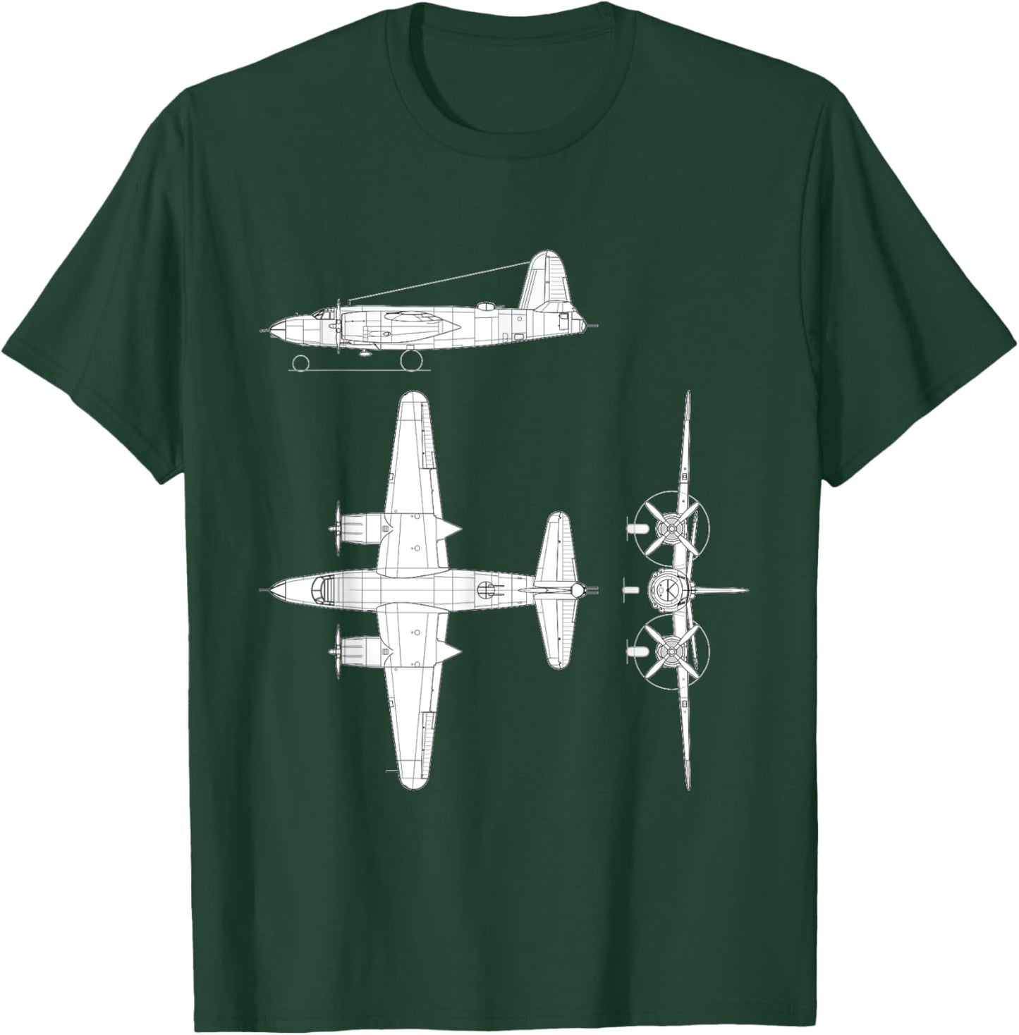 Martin B-26 Marauder WW2 Bomber Airplane Blueprint T-Shirt - T-Shirt | Forest