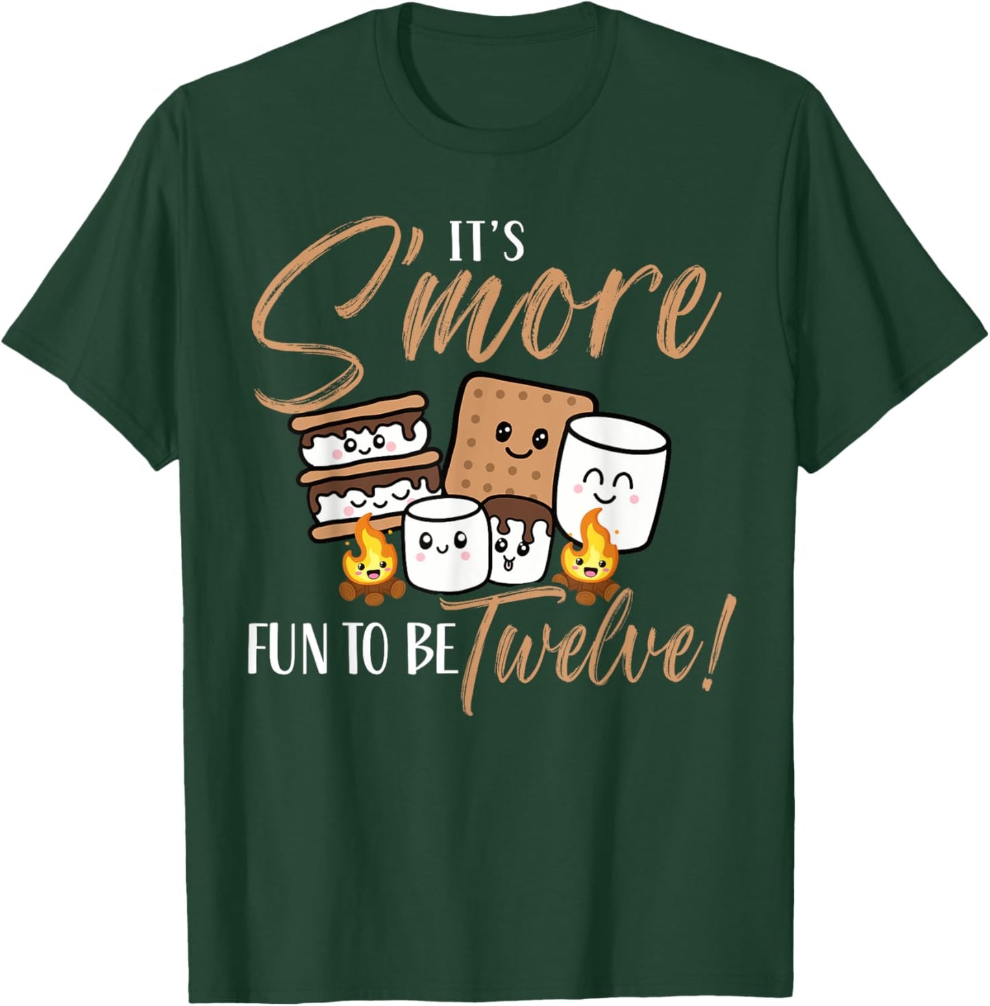 It's Smore Fun To Be 12 Twelve Birthday Campfire Marshmallow T-Shirt - T-Shirt | Forest
