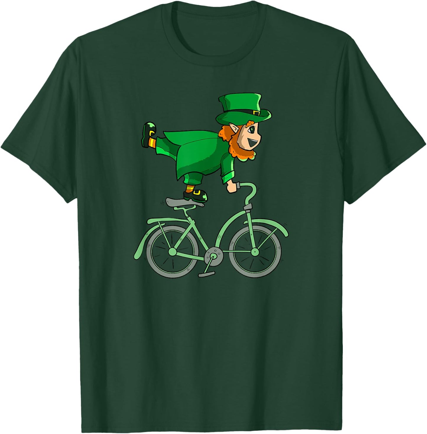 Leprechaun on a Bike | St Patrick's Day Cycling T-Shirt - T-Shirt | Forest