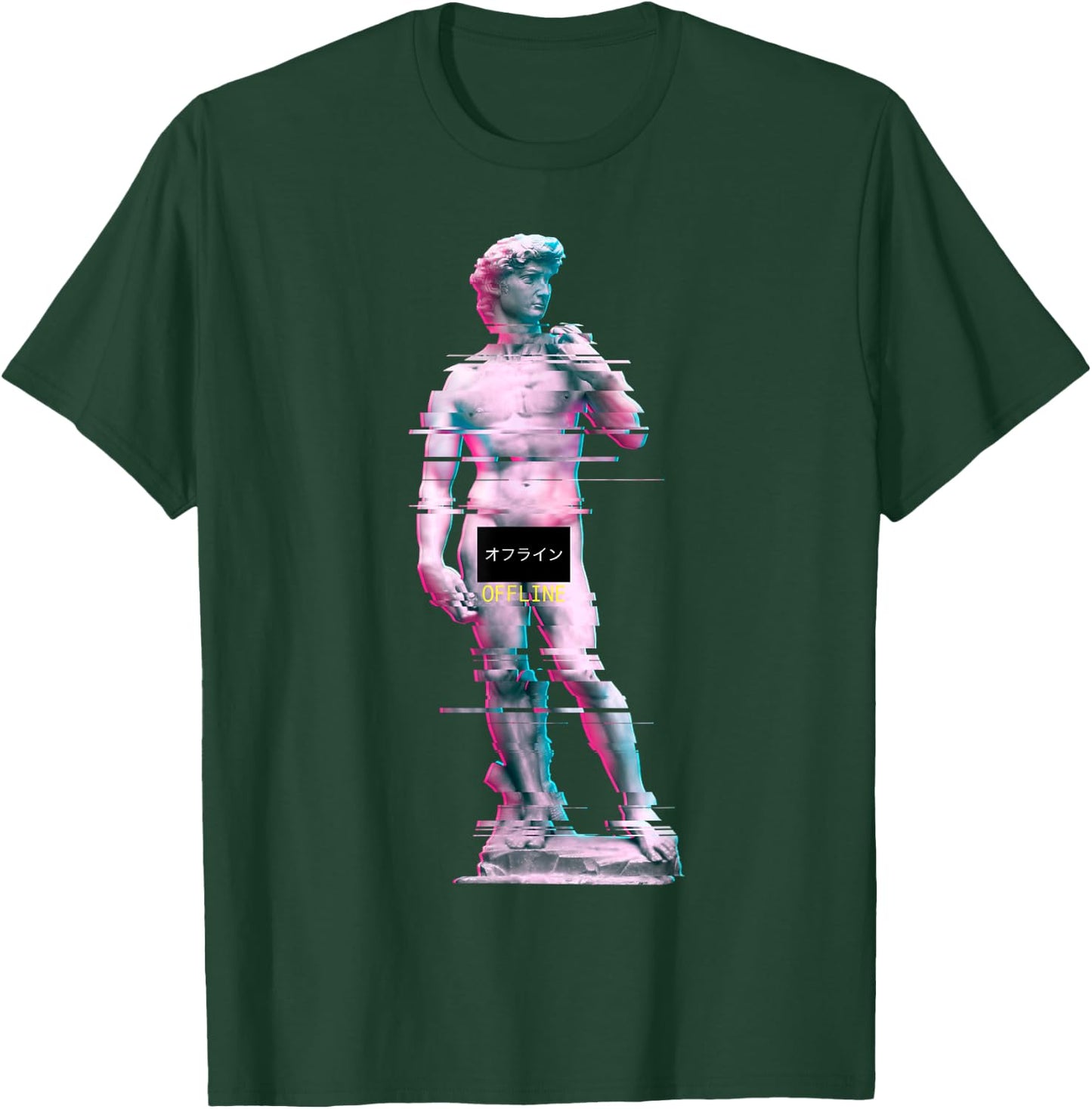 Vaporwave Retro 80s 90s David Statue Glitch Art T-Shirt - T-Shirt | Forest