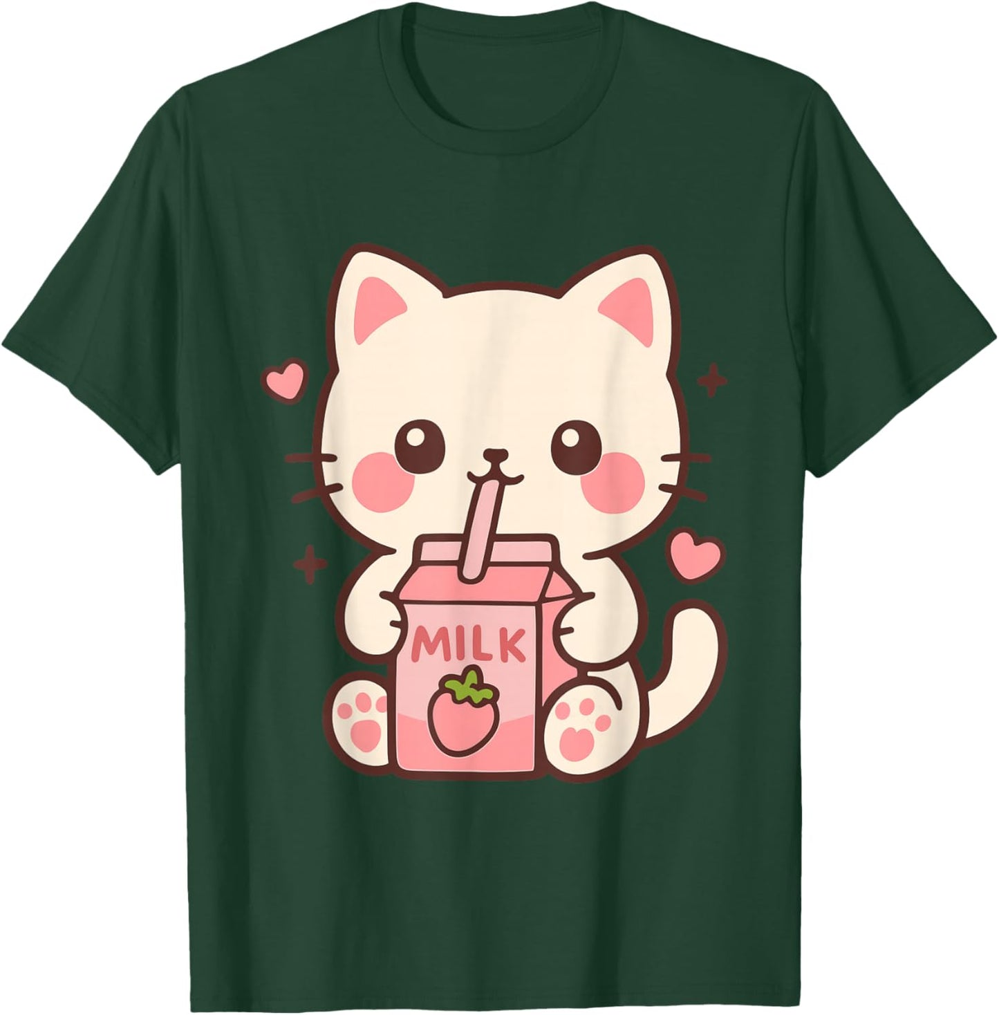 Kawaii Katze Erdbeermilch Japanisch niedlich Anime Mädchen Teens T-Shirt - T-Shirt | Forest